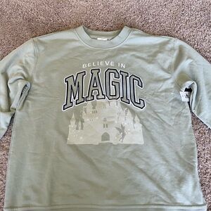 Disney Parks NWT Believe in Magic Sage Pullover Sweatshirt Castle Tinkerbell